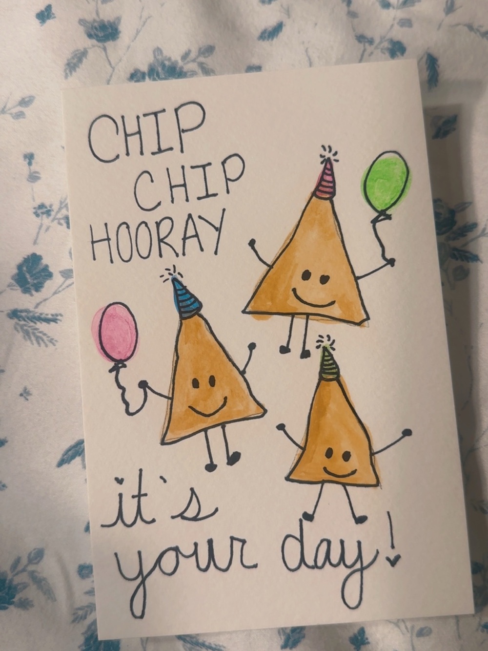 Handmade 'Chip Chip Hooray' Celebration Card - Yellow/Orange